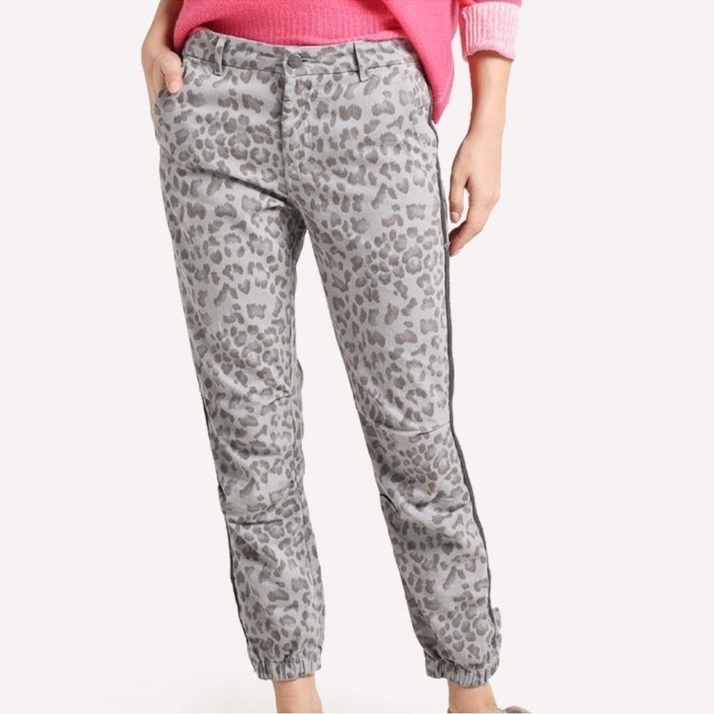 Sundry Cotton Twill Zip Leopard Print Jogger Sz 27 - Picture 1 of 16